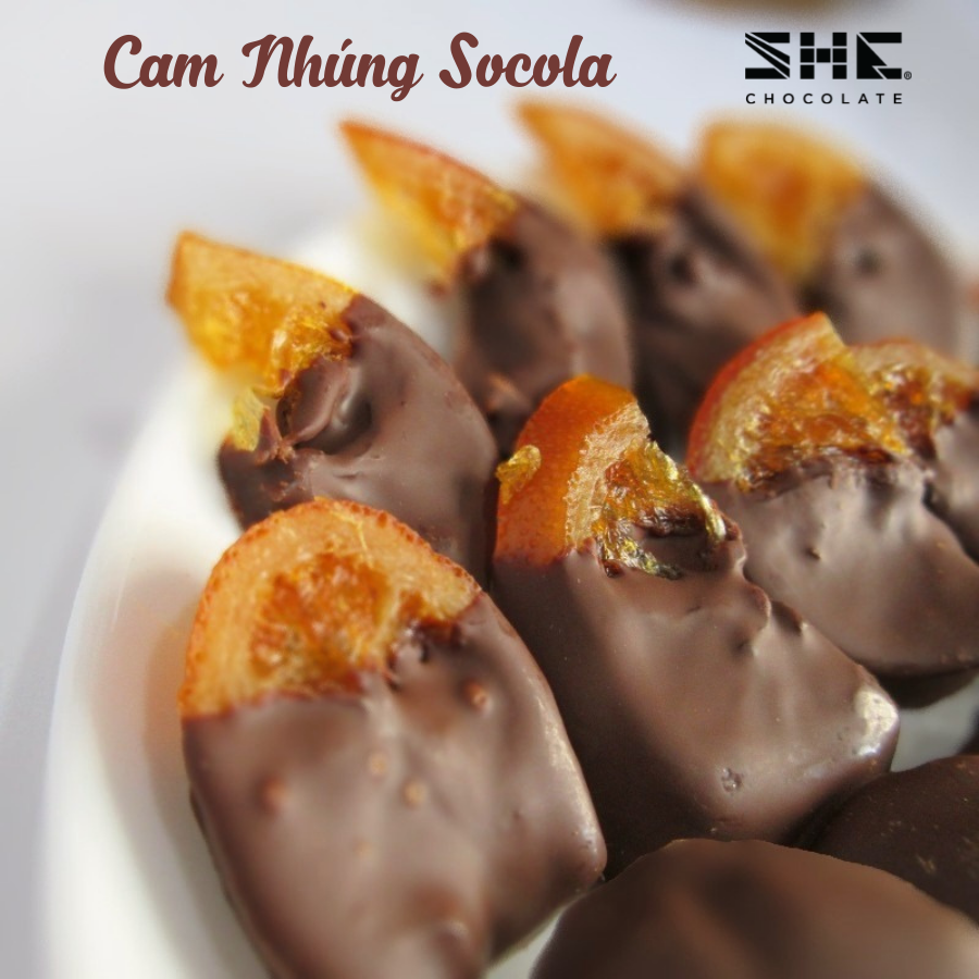Cam Nhúng Socola ~ Orange Dipped Chocolate – SHE CHOCOLATE – TÚI 500g