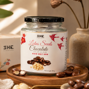 Sô-cô-la viên hạt sen hũ thủy tinh 90g