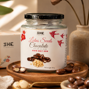 Sô-cô-la viên hạt sen hũ thủy tinh 90g