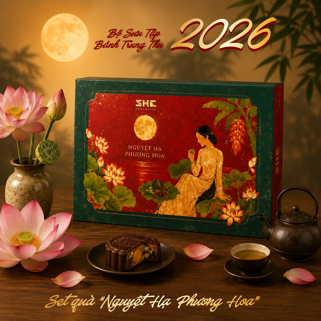 SHE Chocolate trân trọng giới thiệu BST Bánh Trung Thu Socola 2026: NGUYỆT HẠ PHƯƠNG HOA – Sự Cân Bằng Dưới Ánh Trăng